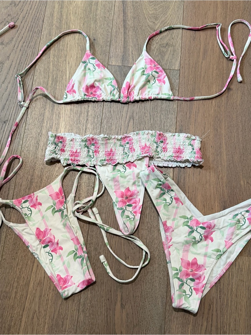 Frankie’s Bikinis Floral Pink Triangle Bikini Set